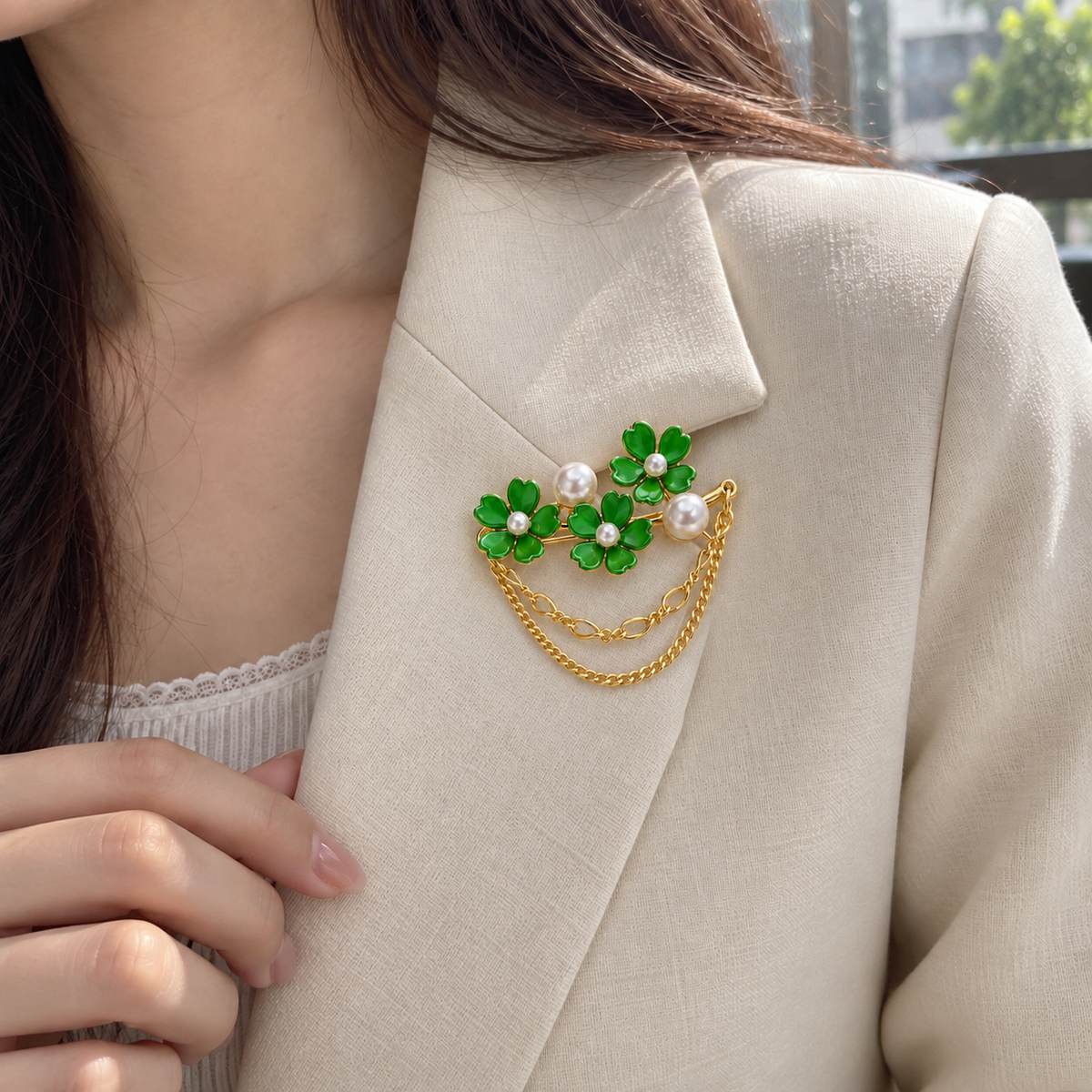 BOZHI Bukett, färg Äppelgrön, brosch på kläder variant:apple-green