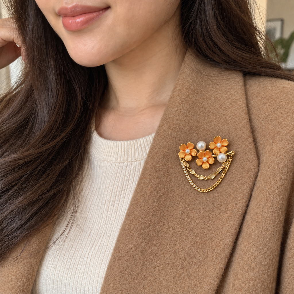 BOZHI Bukett, färg Aprikos, brosch på kläder variant:apricot