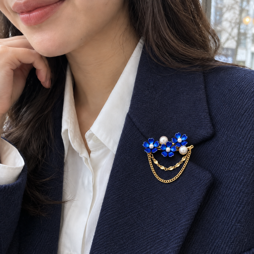 BOZHI Bukett, färg Kungsblå, brosch på kläder variant:royal-blue