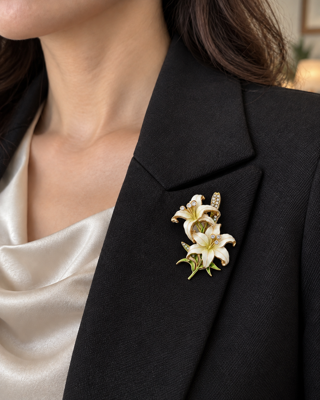 BOZHI Lilja, färg Vit, brosch på kläder variant:white